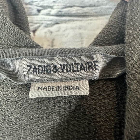 ZADIG & VOLTAIRE Mens Charcoal Gray Zip-Up Cotton-Modal Hoodie Sweatshirt XL - Picture 5 of 12